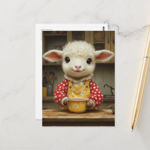 Entzückendes Lamm in der Küche Postkarte