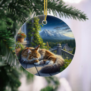 Entzückendes Maine Coon Andenken Keramik Ornament