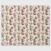 Entzückendes Mäuse-Geburtstagsmuster, Rosa & Beige Geschenkpapier (Flach)