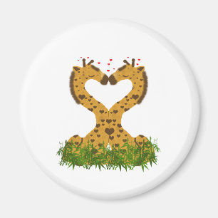 Entzückendes niedliches Liebe-Giraffen-Herz Magnet