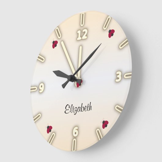 Entzückendes niedliches, Marienkäfer - Große Wanduhr (Winkel)