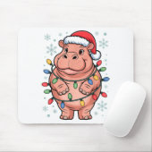 Entzückendes Nilpferd mit Weihnachtslichtern und S Mousepad (Mit Mouse)