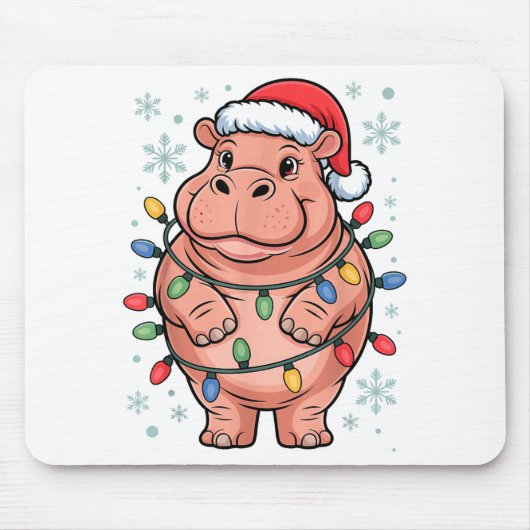 Entzückendes Nilpferd mit Weihnachtslichtern und S Mousepad (Vorne)