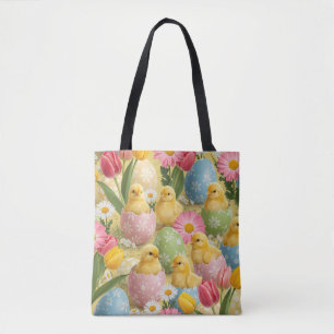Entzückendes Osterküken- und Blumeneier-Muster Tasche