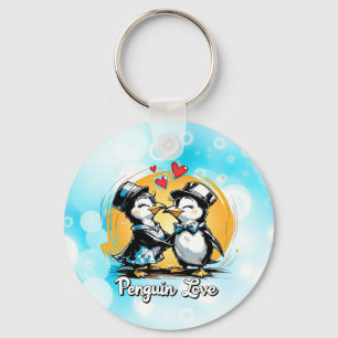 Entzückendes Pinguin-Paar Schlüsselanhänger