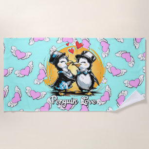 Entzückendes Pinguin-Paar Strandtuch