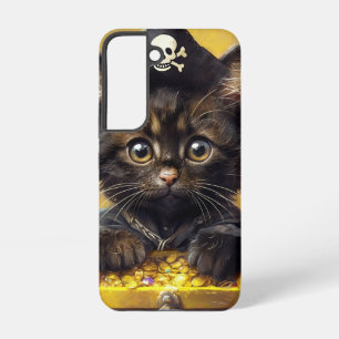 Entzückendes Piratenkätzchen mit goldenem Schatz Samsung Galaxy Hülle
