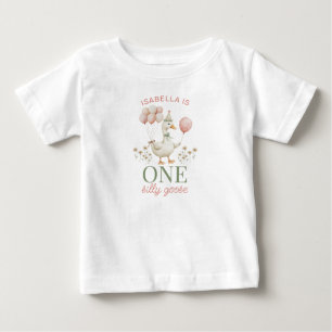 Entzückendes Rosa One Silly Goose 1. Geburtstags-T Baby T-shirt