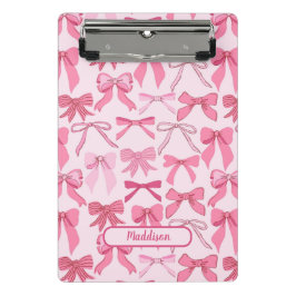 Entzückendes rosa Schleifenmuster Mini Klemmbrett
