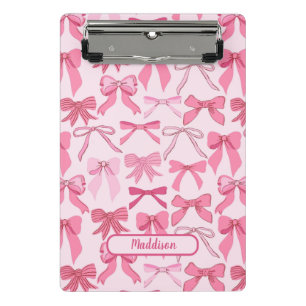 Entzückendes rosa Schleifenmuster Mini Klemmbrett