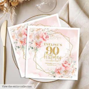 Entzückendes rosafarbenes Gold 90. Geburtstag Papi Serviette