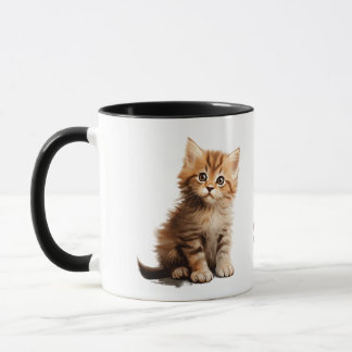 Entzückendes rotes Kätzchen "Bleib Pawsitiv" Zweif Tasse