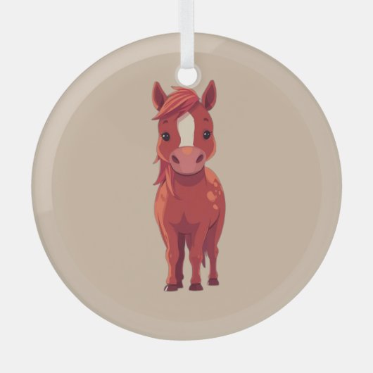 Entzückendes Rotfuchs-Pferd Ornament Aus Glas (Vorderseite)