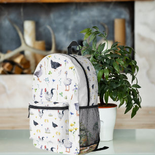 Entzückendes rustikales Bauernhaus Hühner   Monogr Bedruckter Rucksack