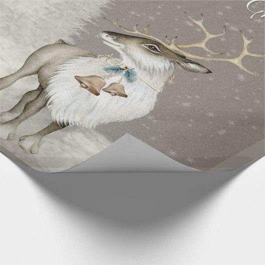 Entzückendes rustikales Ren im Winter Geschenkpapier (Ecke)