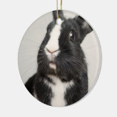 Entzückendes Schwarzweiss-Häschen Keramikornament (Links)