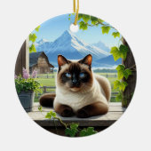 Entzückendes Siamese-Katz-Andenken Keramik Ornament (Vorne)