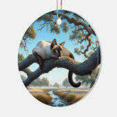 Entzückendes Siamese-Katz-Andenken Keramik Ornament (Links)