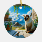 Entzückendes Siamese-Katz-Andenken Keramik Ornament (Vorne)