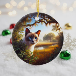 Entzückendes Siamese-Katzen-Andenken Keramik Ornament