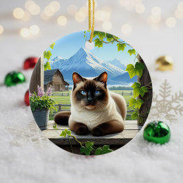 Entzückendes Siamese-Katzen-Andenken Keramik Ornament
