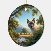 Entzückendes Siamese-Katzengeschenk Keramik Ornament (Links)