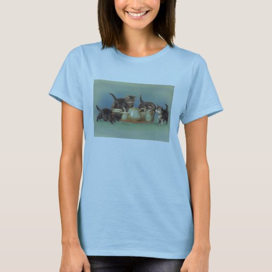 Entzückendes Vintages Kätzchen T-Shirt (Vorderseite)
