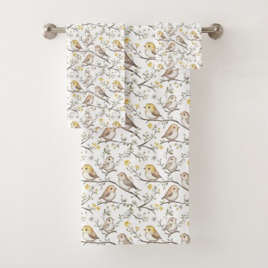 Entzückendes Vogel- und Blütenmuster Badhandtuch Set (Insitu)