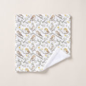 Entzückendes Vogel- und Blütenmuster Badhandtuch Set (Waschlappen)