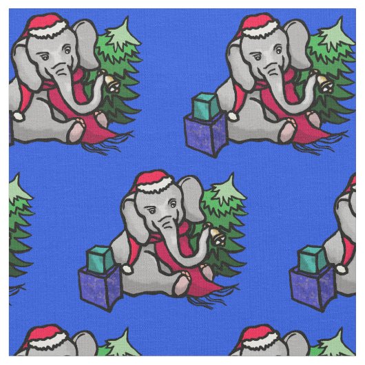 Entzückendes WeihnachtenSant Elefant-Muster Stoff (Nahaufnahme)