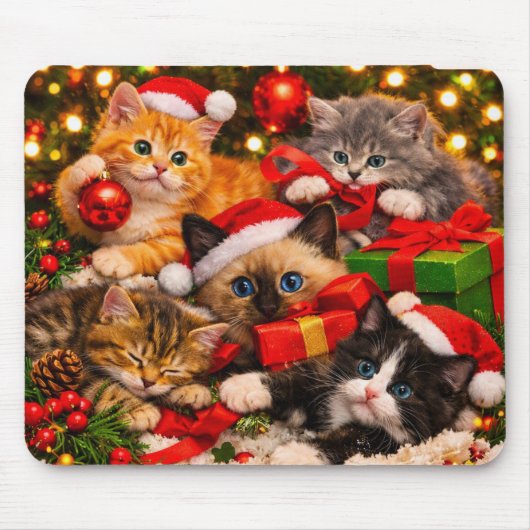 Entzückendes Weihnachts-Kätzchen-Mauspad Mousepad (Vorne)
