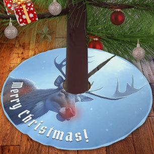 Entzückliches Rentier Winterwunderland Urlaub Polyester Weihnachtsbaumdecke