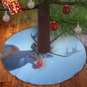 Entzückliches Rentier Winterwunderland Urlaub Polyester Weihnachtsbaumdecke