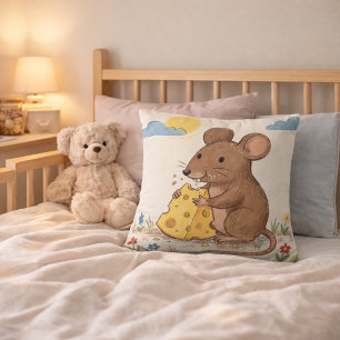 Entzücknende Maus, die Käsezeichnung für Kinder is Kissen