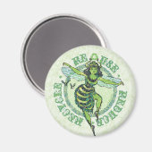 Enviro Green Bee Earth Day Gear Magnet (Vorderseite/Rückseite)