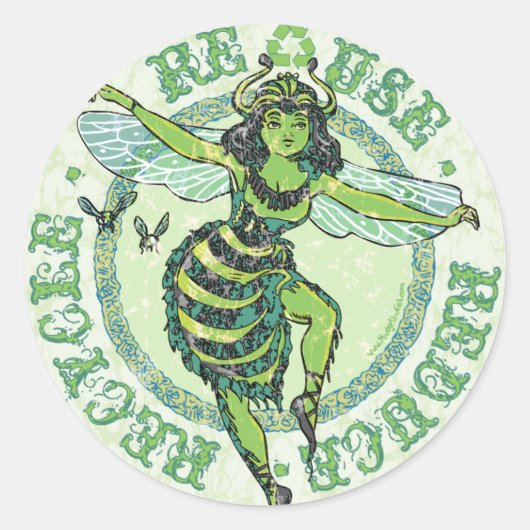 Enviro Green Bee Earth Day Gear Runder Aufkleber (Vorderseite)