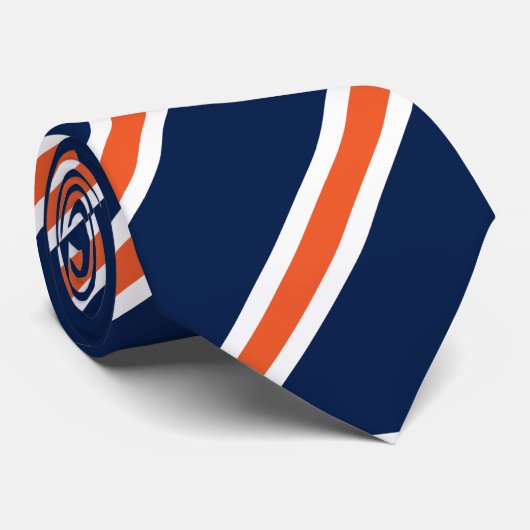 EnviroForensics Navy White and Orange Striped Kraw Krawatte (Gerollt)