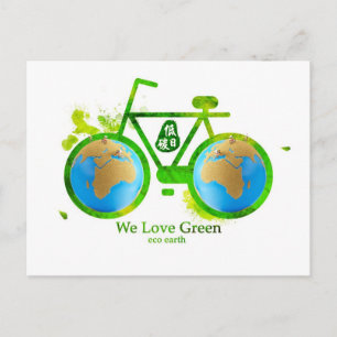 Environmental eco-friendly green bike post cards postkarte