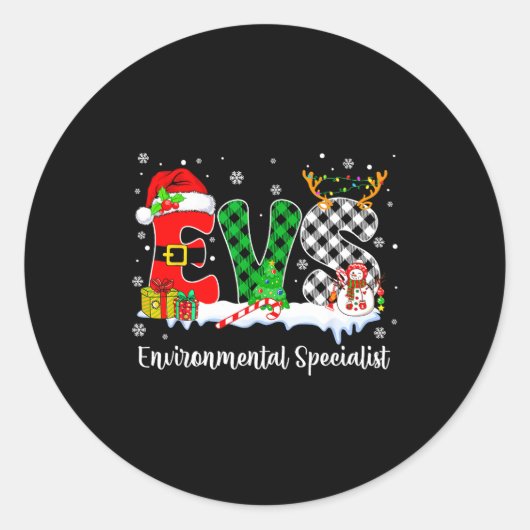 Environmental Specialist Christmas Lights Red Plai Runder Aufkleber (Vorderseite)