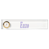 Enzo,_Name,_Logo, Schreibtischnamensplatte mit Uhr Namensplakette (Vorderseite)
