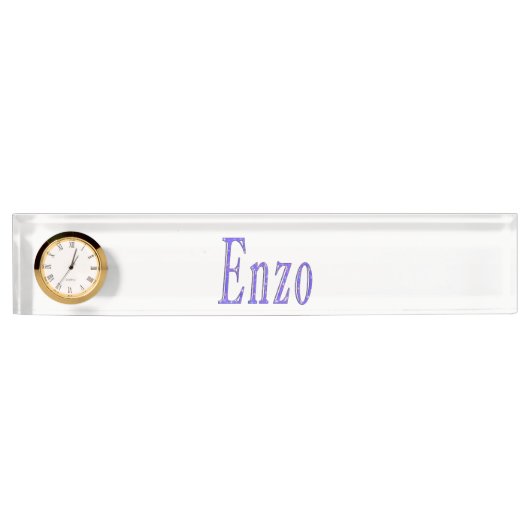 Enzo,_Name,_Logo, Schreibtischnamensplatte mit Uhr Namensplakette (Vorderseite)