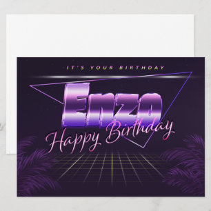 Enzo Name Vorname lila retro Karte Geburtstag