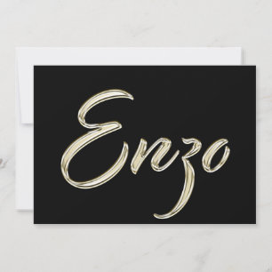 Enzo Name white gold Handwriting Karte
