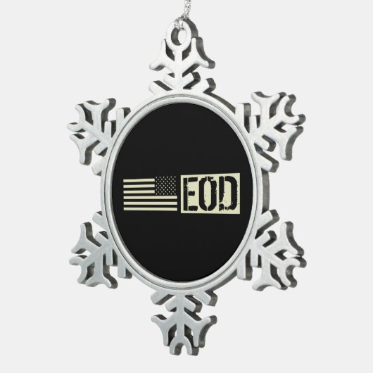 EOD - Schwarze Flagge Schneeflocken Zinn-Ornament (Rechts)