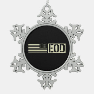 EOD - Schwarze Flagge Schneeflocken Zinn-Ornament