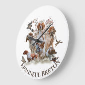 Epagneul Breton, Bretagne Spaniel Große Wanduhr (Winkel)