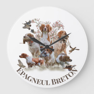 Epagneul Breton, Bretagne Spaniel Große Wanduhr
