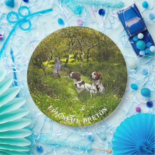 Epagneul Breton, Bretagne Spaniel Pappteller (Party)