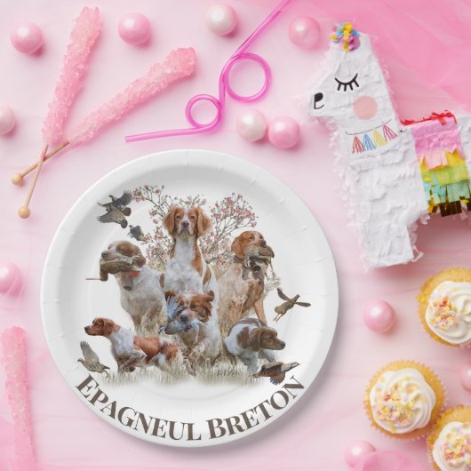 Epagneul Breton, Bretagne Spaniel Pappteller (Party)