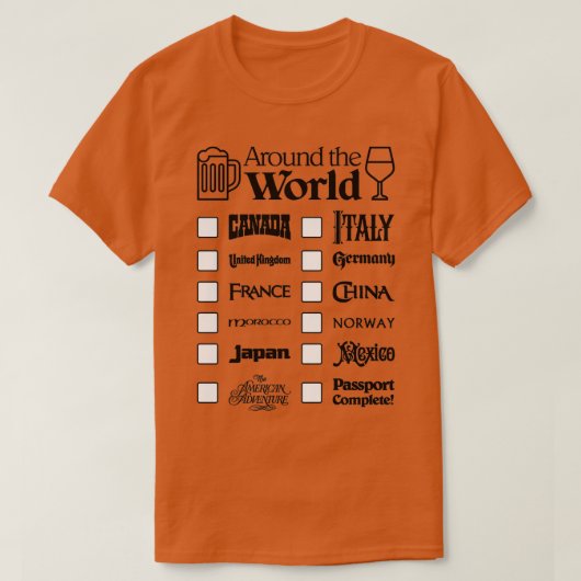 Epcot Drink rund um den World Black Text Canada To T-Shirt (Design vorne)
